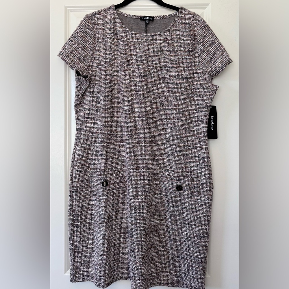 Bebe Women's Tweed Midi Dress - Black, White, Pink